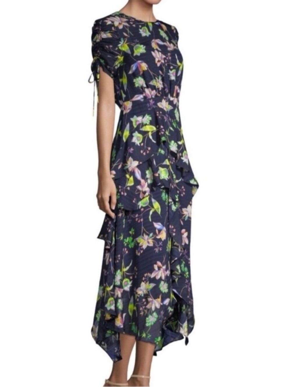 Tanya Taylor 100% silk blue floral Maxi dress 6